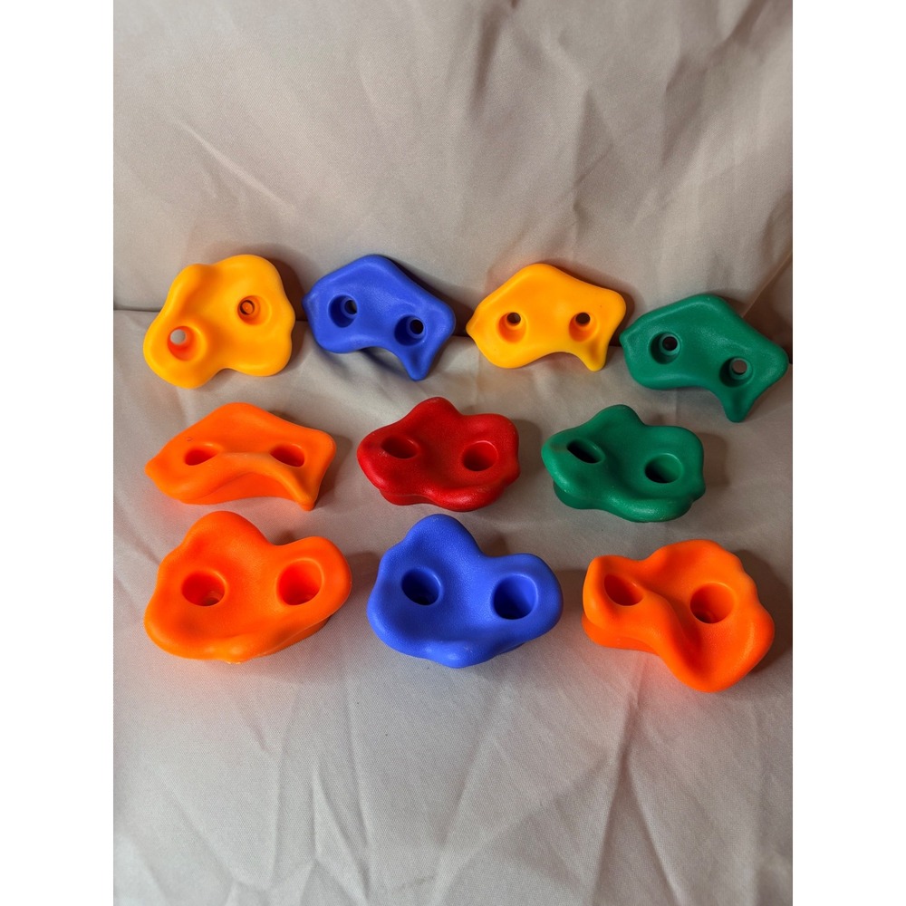 10pc Rock Climbing Holds Set for Playset Jungle Gym Multi Color Hand Grips